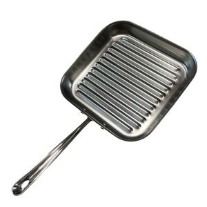 ALL-CLAD Stainless Steel Square Grill Pan Skillet Griddle 11" x 11" Ridges GC